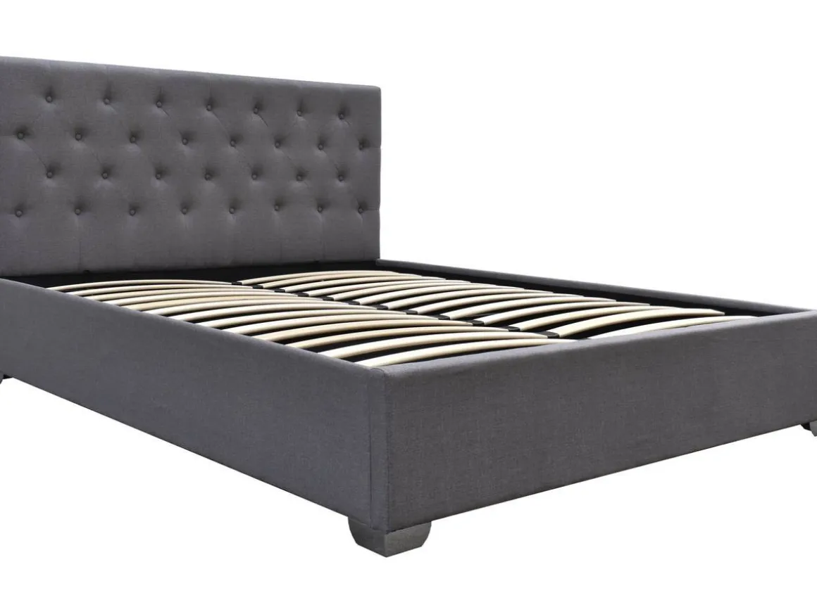 Lit double avec coffre "Tino" - 180 x 200 cm - Gris