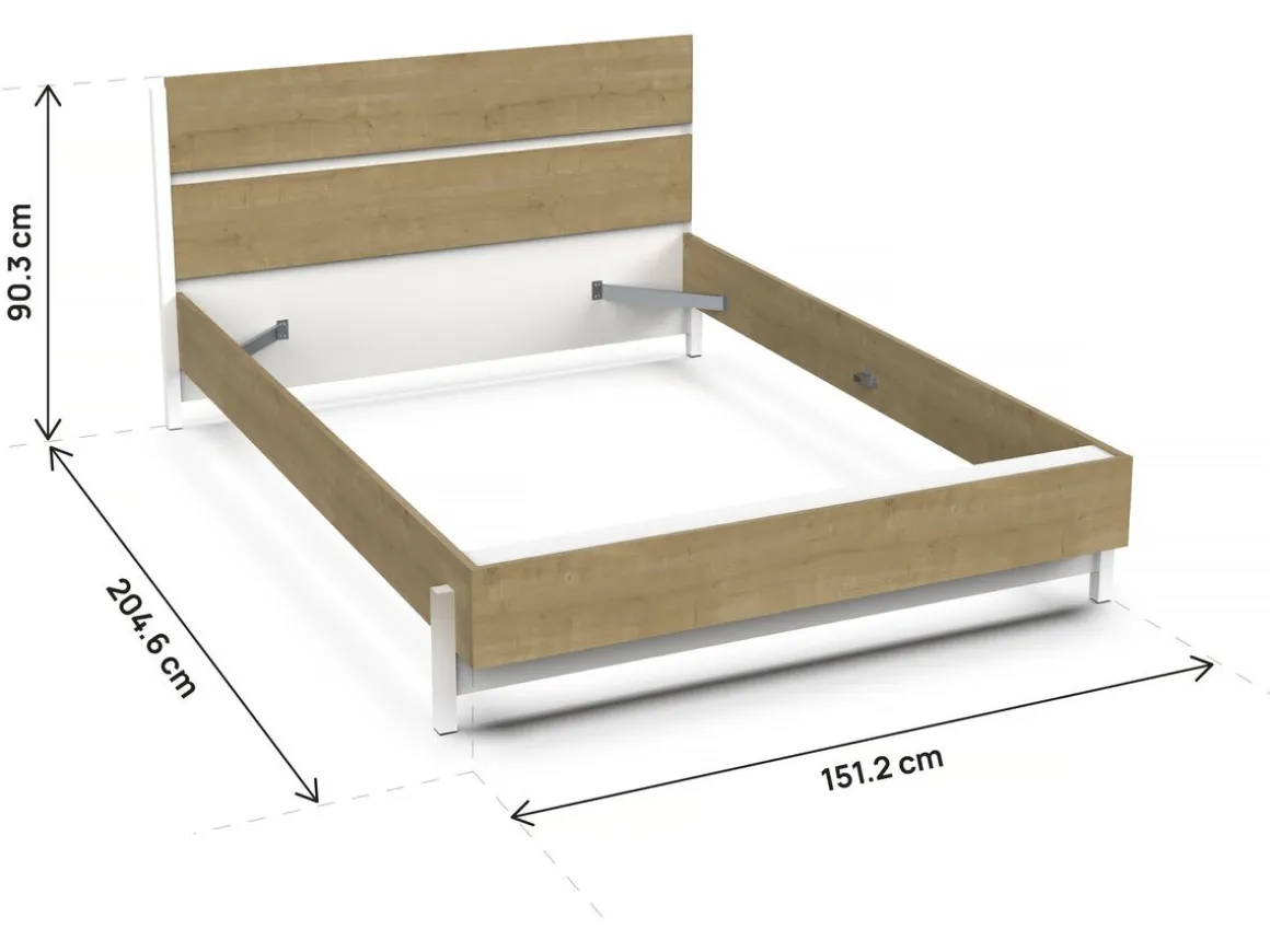 Lit Double "Craft" extractible - Bois - 140 x 200 cm - Marron