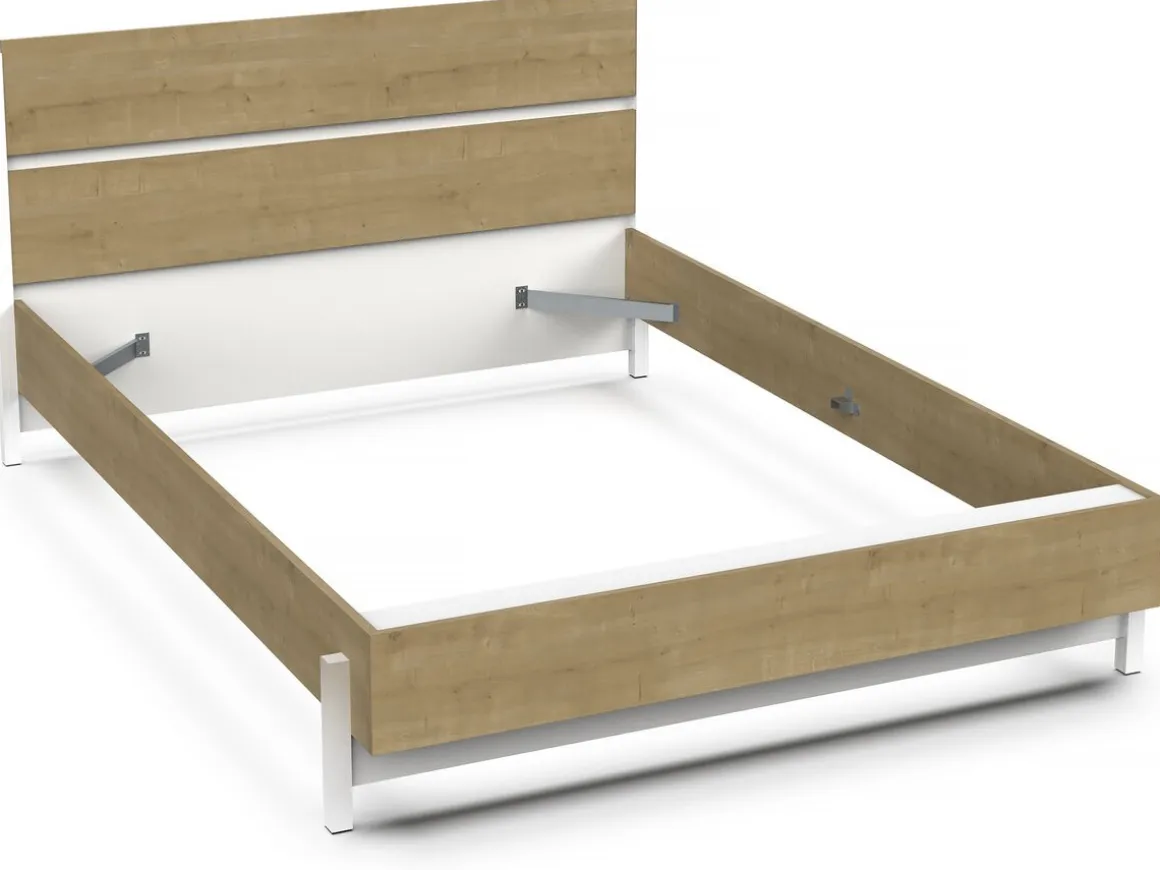 Lit Double "Craft" extractible - Bois - 140 x 200 cm - Marron