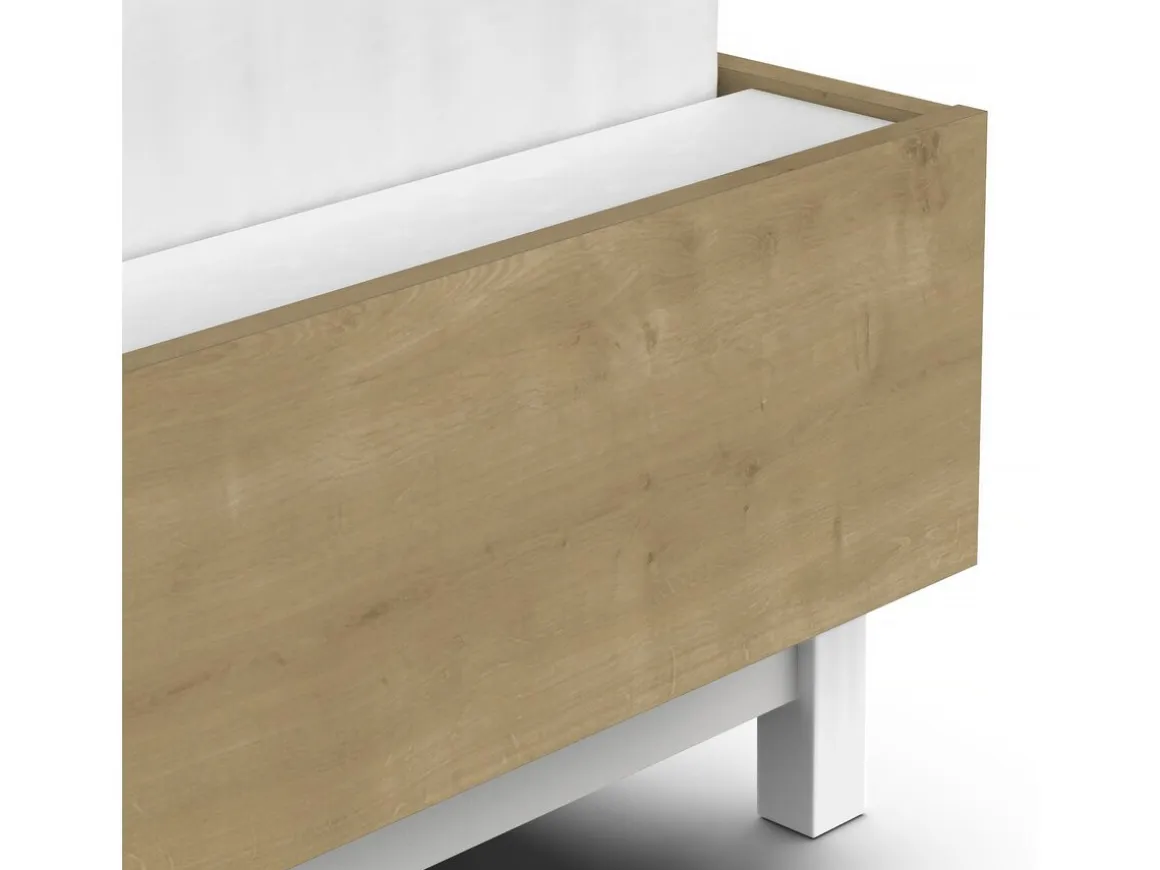 Lit Double "Craft" extractible - Bois - 140 x 200 cm - Marron