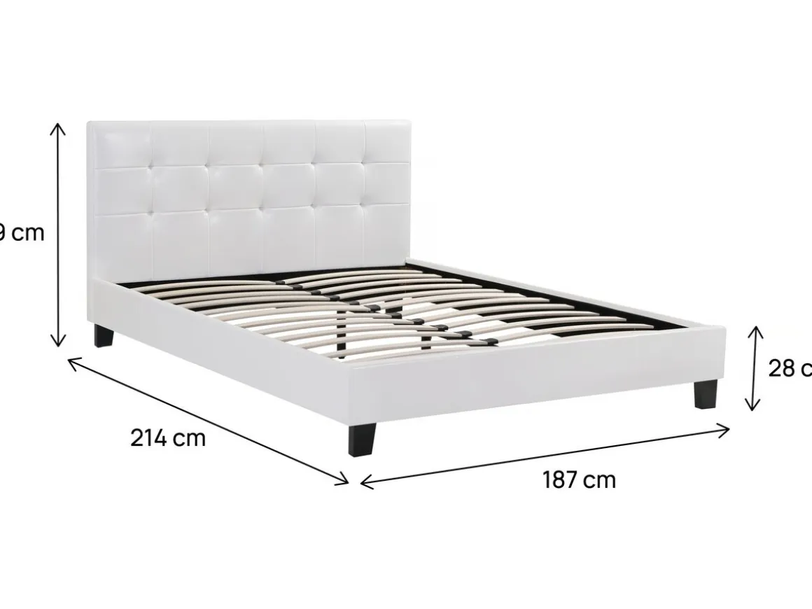 Lit double en pvc "Julia" - 180 x 200 - Blanc