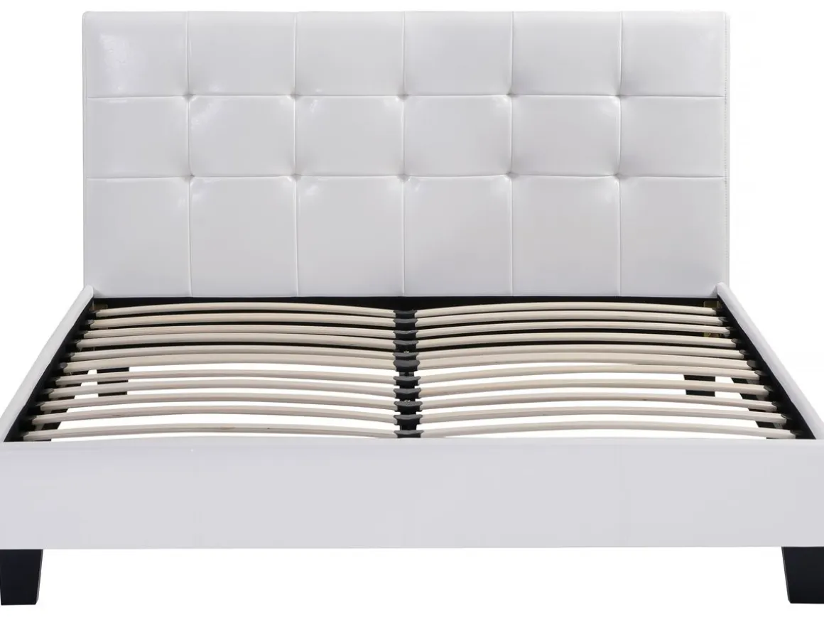 Lit double en pvc "Julia" - 160 x 200 cm - Blanc