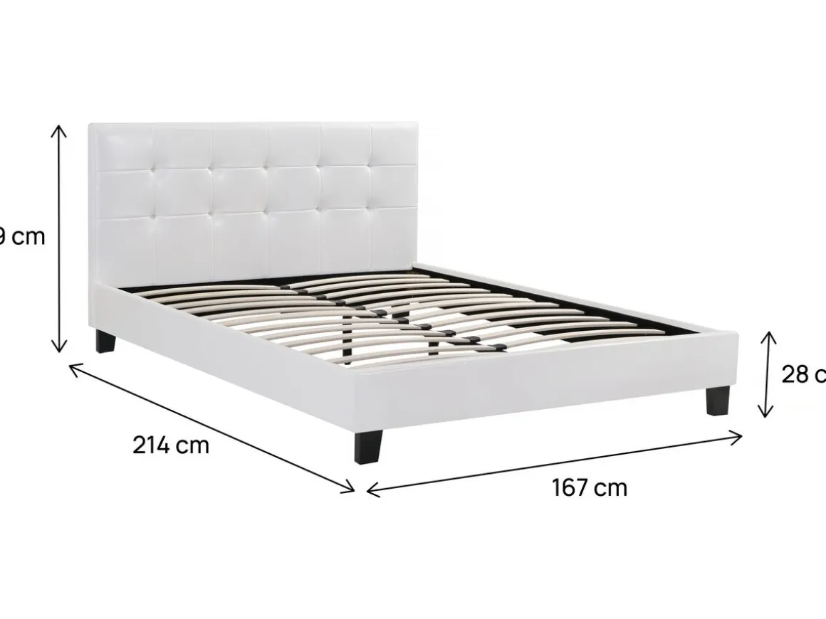 Lit double en pvc "Julia" - 160 x 200 cm - Blanc
