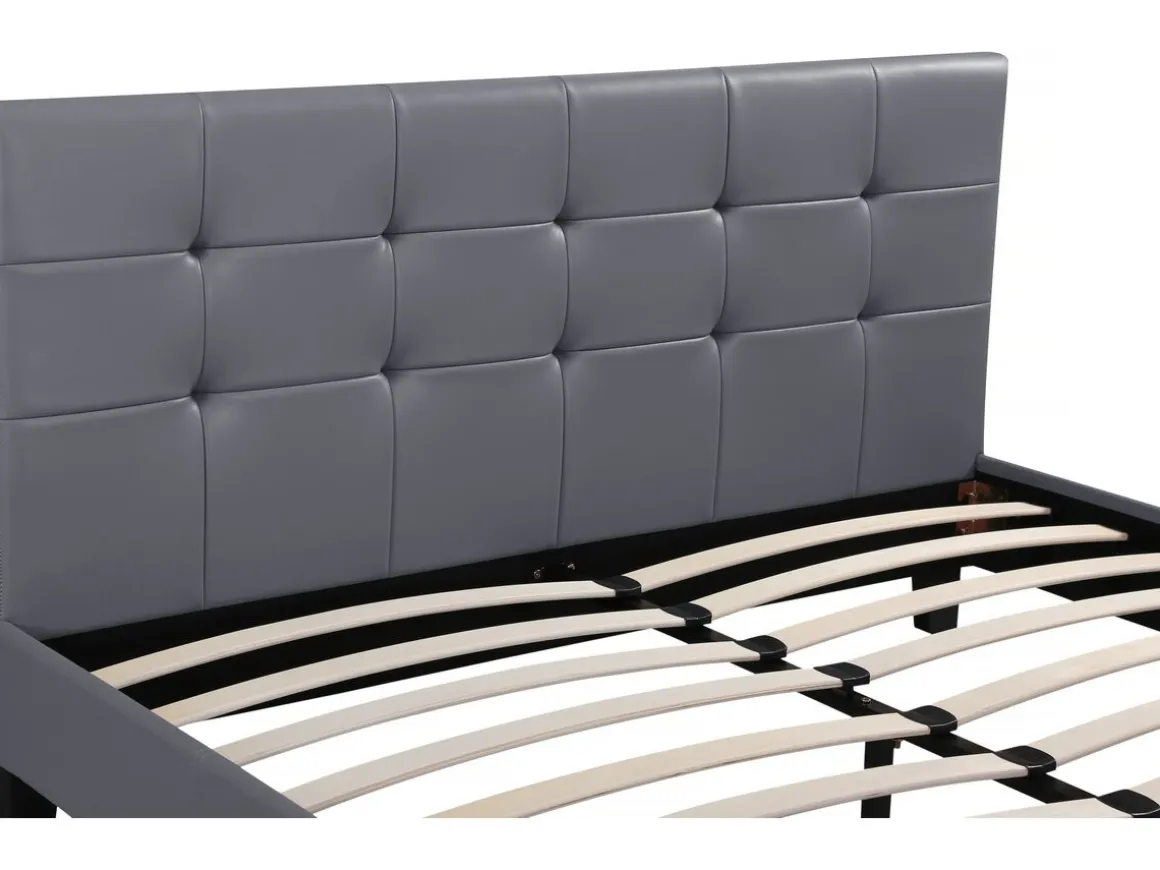 Lit double en pvc "Julia" - 140 x 190 cm - Gris