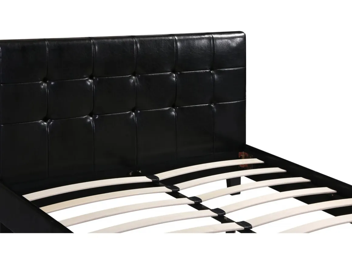 Lit double en pvc "Julia" - 140 x 190 cm - Noir