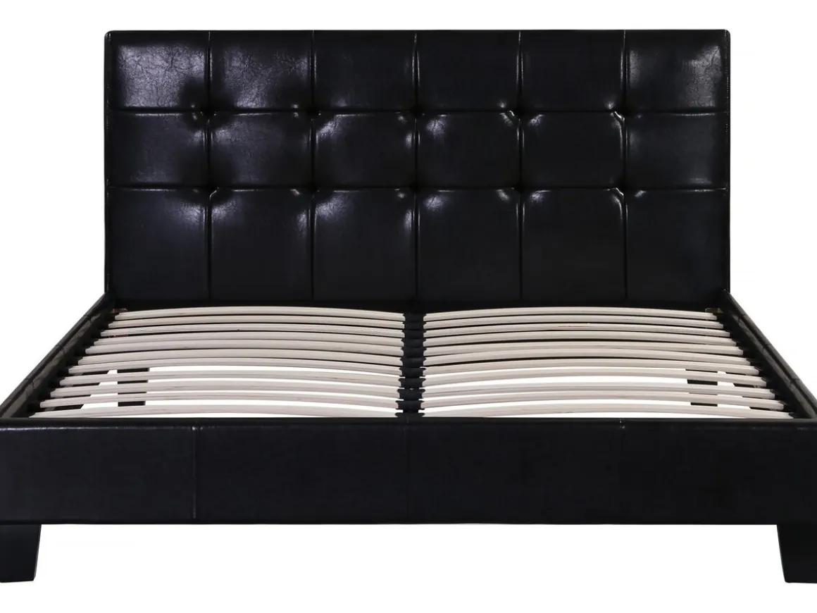 Lit double en pvc "Julia" - 140 x 190 cm - Noir