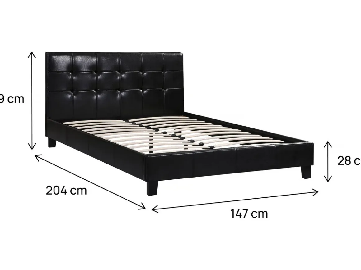 Lit double en pvc "Julia" - 140 x 190 cm - Noir