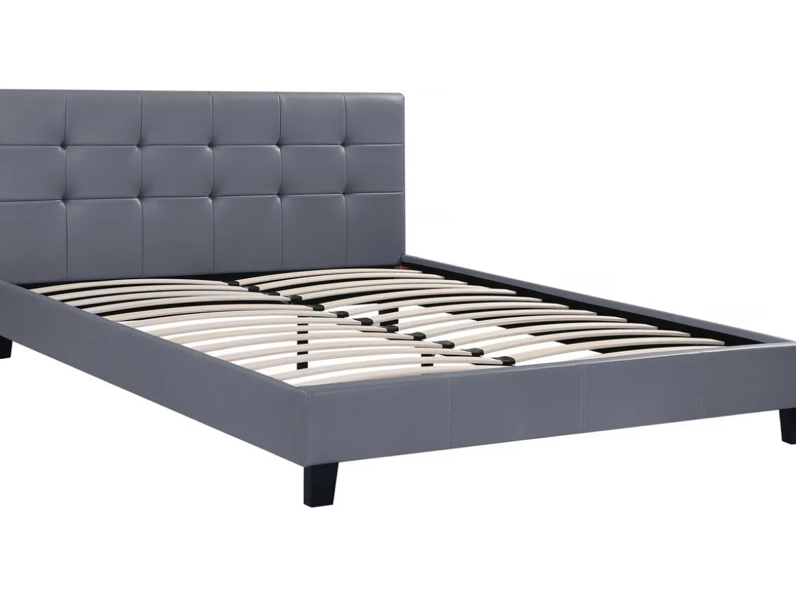 Lit double en pvc "Julia" - 160 x 200 - Gris clair