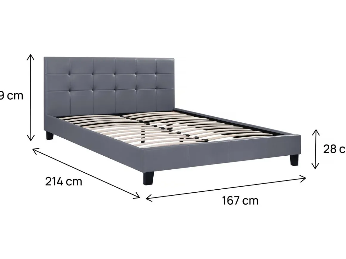 Lit double en pvc "Julia" - 160 x 200 - Gris clair
