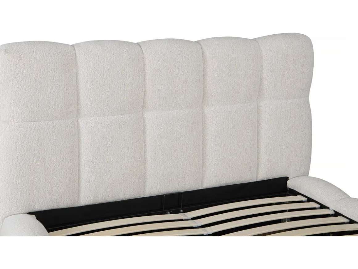 Lit double en tissu avec coffre "Davos" - 160 x 200 cm - Beige