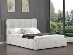 Lit double en tissu avec coffre