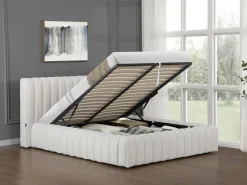 Lit double en tissu avec coffre 