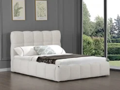 Lit double en tissu avec coffre "Davos" - 140 x 190 cm - Beige