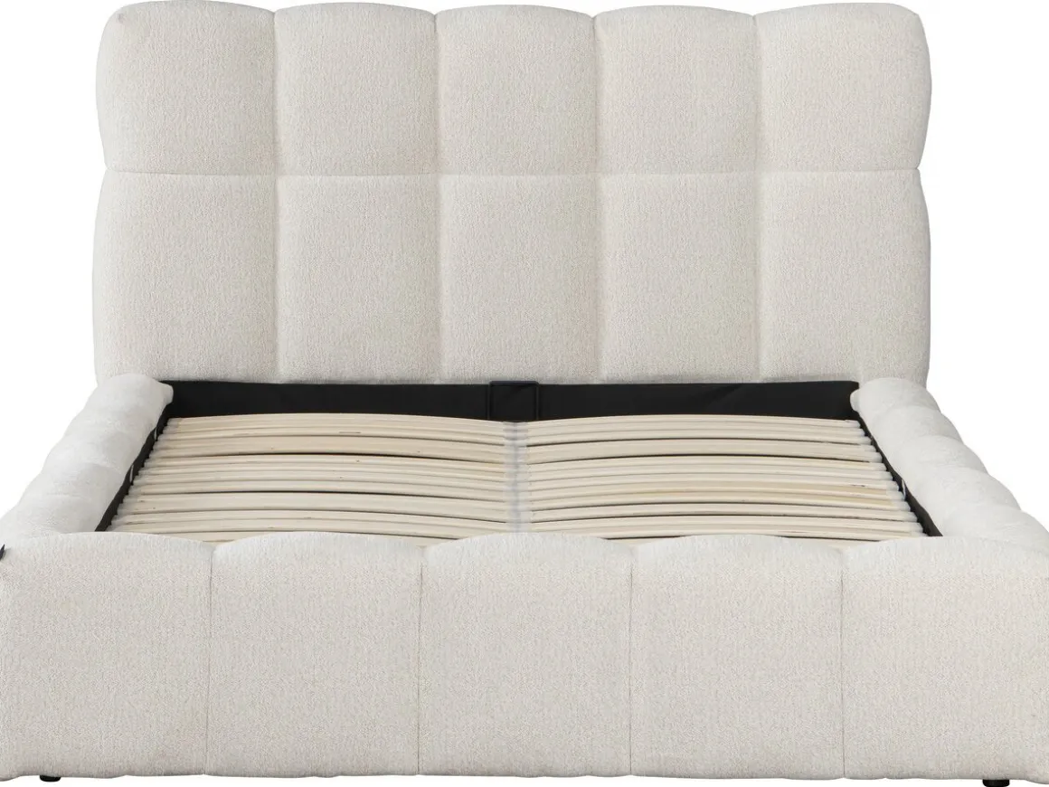 Lit double en tissu avec coffre "Davos" - 140 x 190 cm - Beige