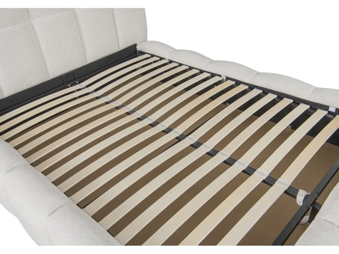 Lit double en tissu avec coffre "Davos" - 140 x 190 cm - Beige