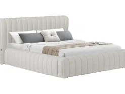 Lit double en tissu avec coffre "Tignes" - 160 x 200 cm - Beige