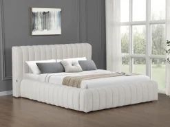 Lit double en tissu avec coffre