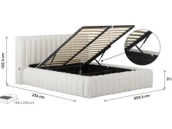 Lit double en tissu avec coffre