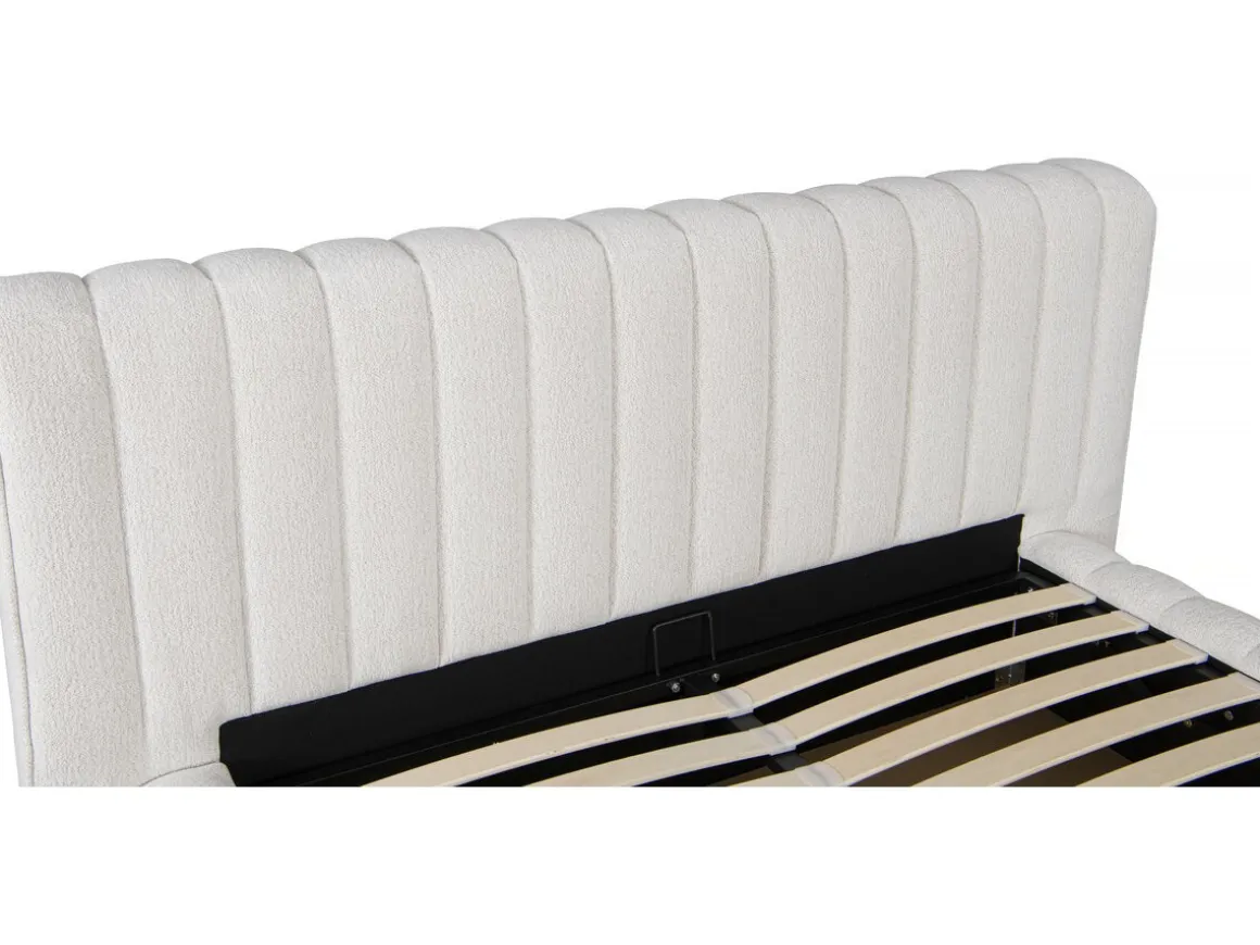 Lit double en tissu avec coffre "Tignes" - 160 x 200 cm - Beige