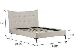 Lit double en tissu capitonné