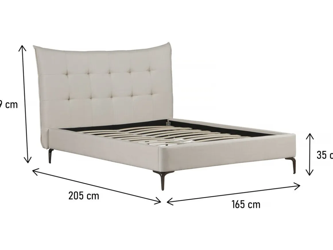 Lit double en tissu capitonné " Aspen" 140 x 190 cm - Beige