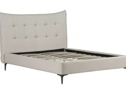 Lit double en tissu capitonné