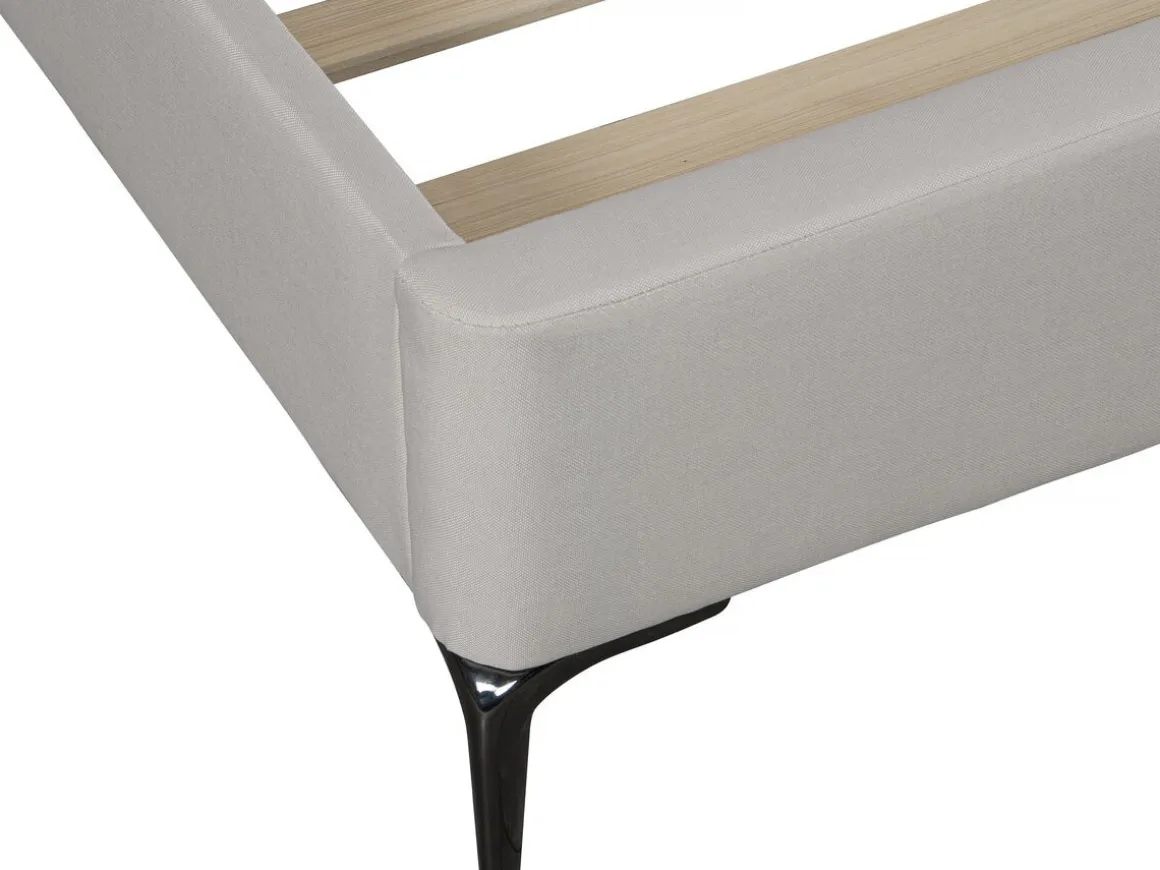 Lit double en tissu design "Moritz" - 140 x 190 cm - Beige