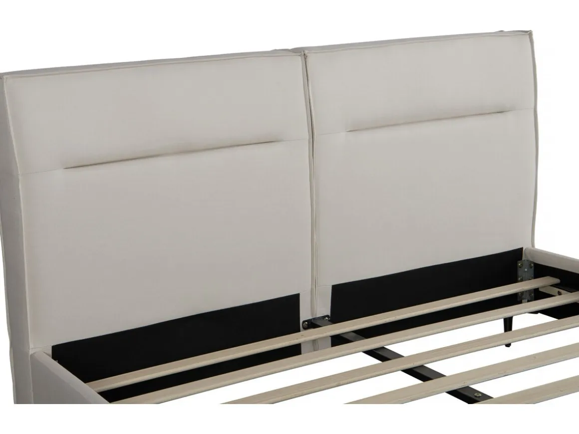 Lit double en tissu design "Moritz" - 140 x 190 cm - Beige