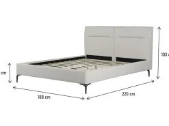 Lit double en tissu design "Moritz" - 180 x 200 cm - Beige