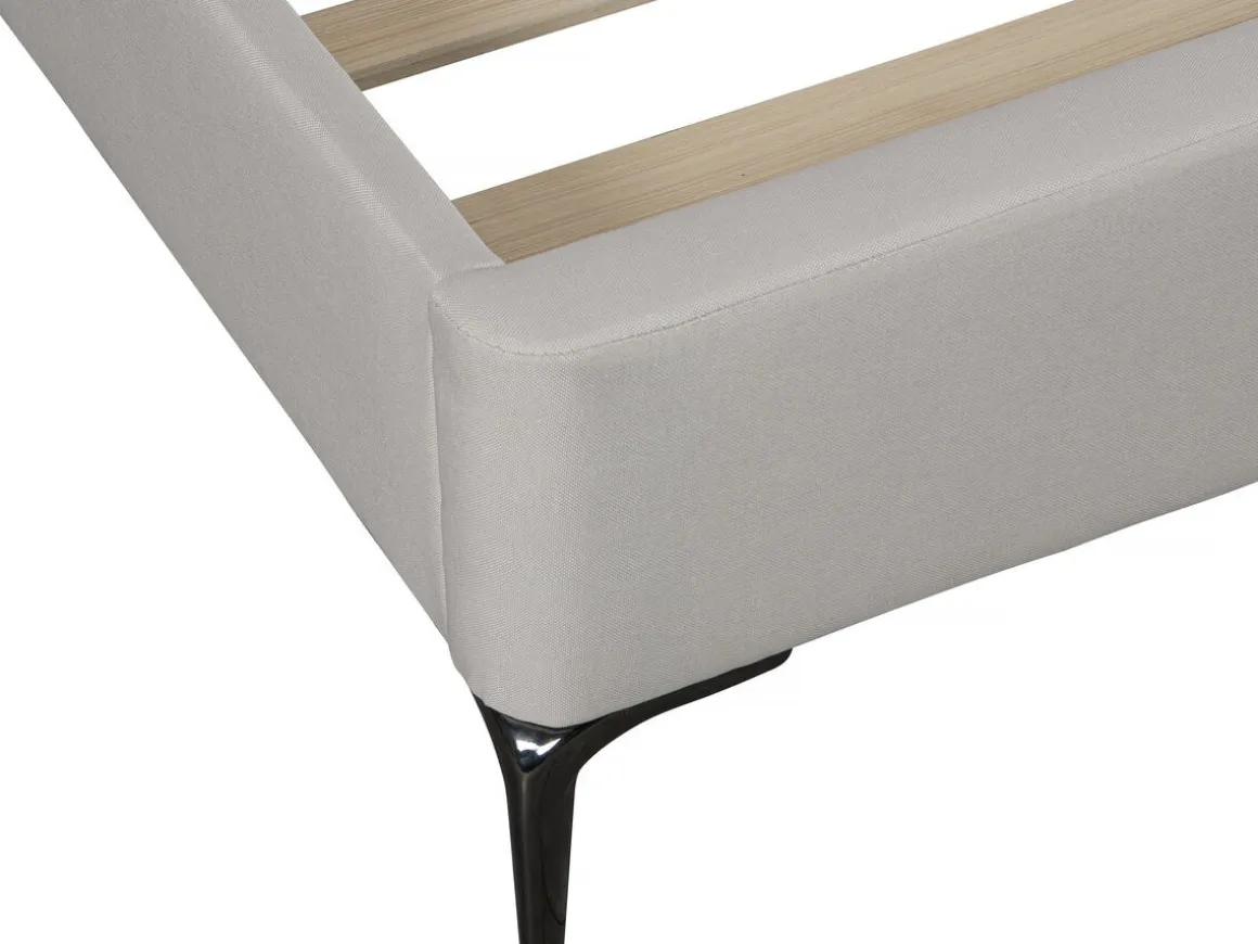 Lit double en tissu design "Moritz" - 180 x 200 cm - Beige