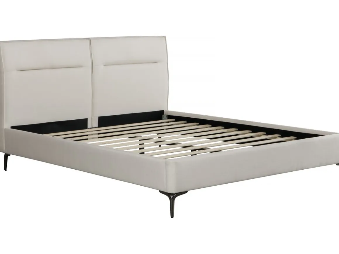 Lit double en tissu design "Moritz" - 180 x 200 cm - Beige