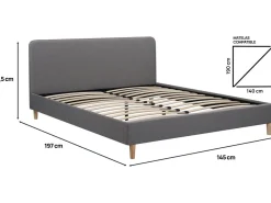 Lit double en tissu 