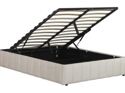 Lit double en velours avec coffre "Meribel" - Beige - 140 x 190 cm