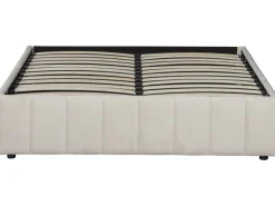 Lit double en velours avec coffre et sommier "Meribel" - Beige - 160 x 200 cm