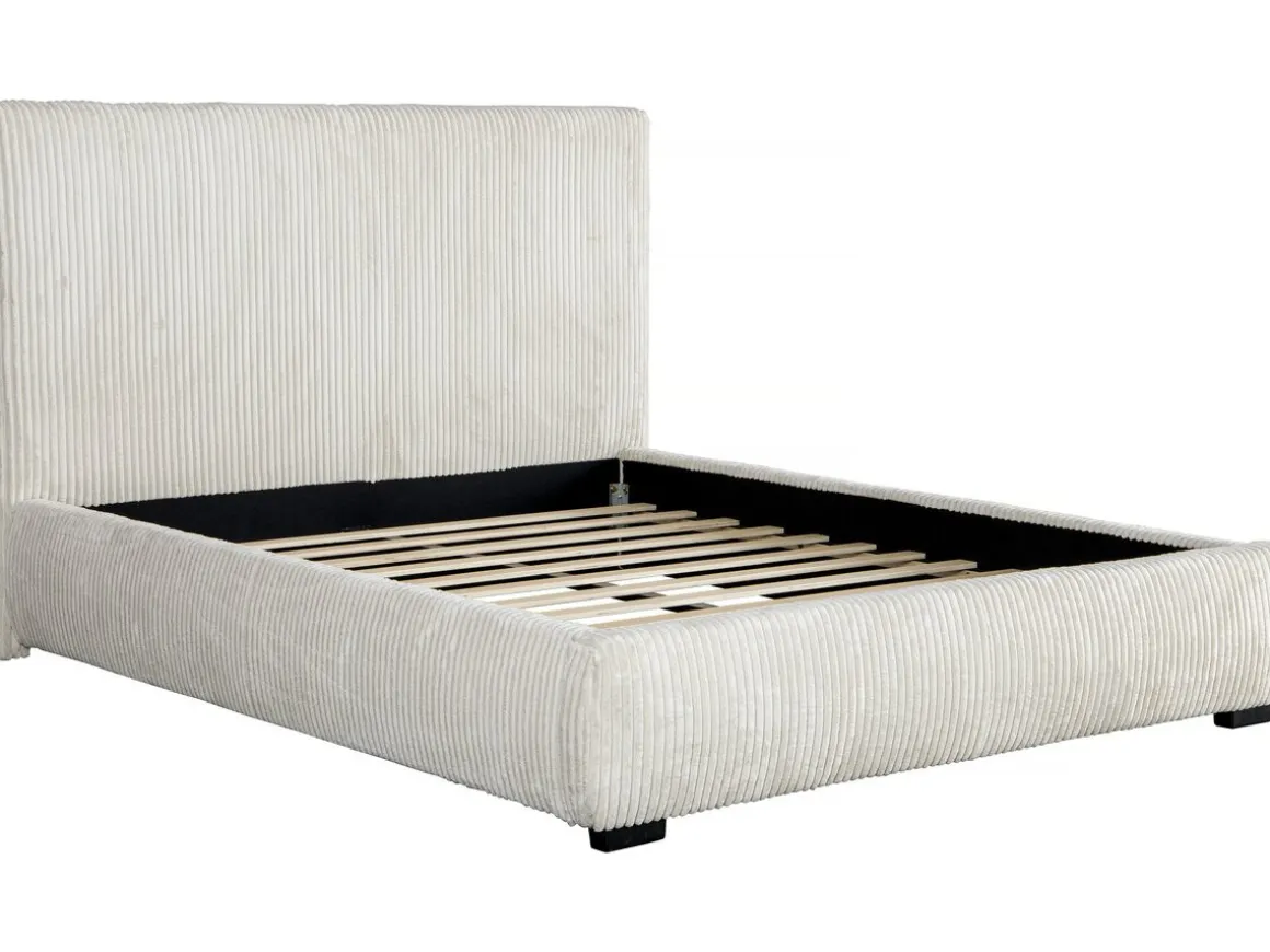 Lit double en velours côtelé "Montana" - 180 x 200 cm - Beige
