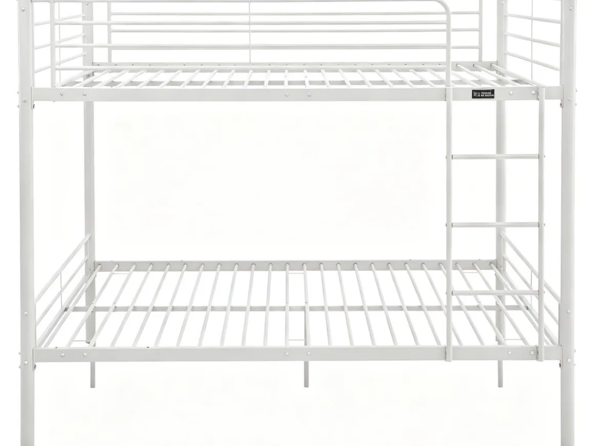 Lit double superposé avec sommier inclus "Adam" - 140 x 190 cm - Blanc