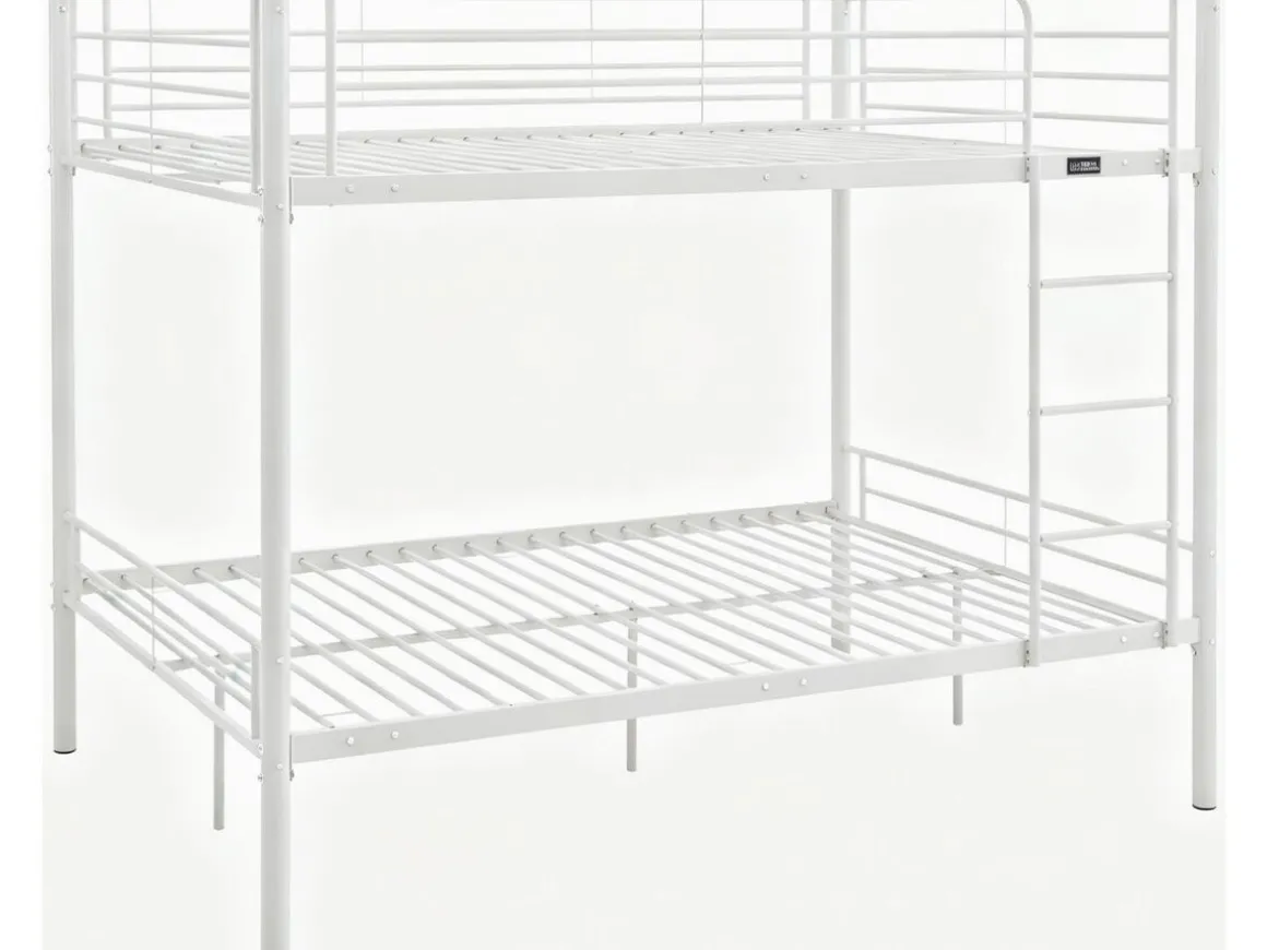 Lit double superposé avec sommier inclus "Adam" - 140 x 190 cm - Blanc