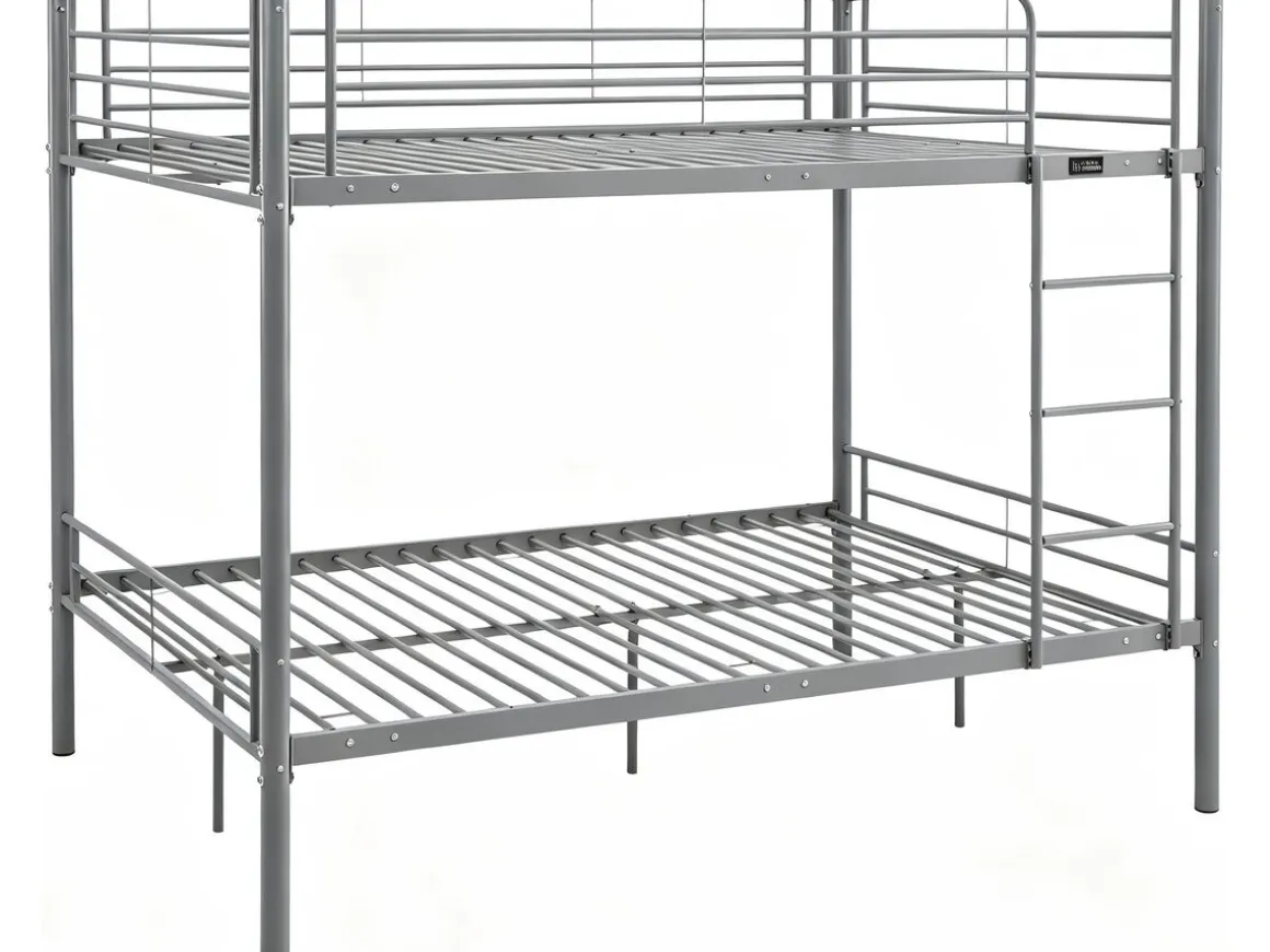 Lit double superposé avec sommier inclus "Adam" - 140 x 190 cm - Gris