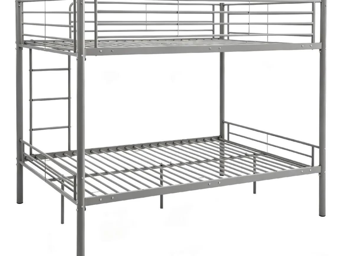 Lit double superposé avec sommier inclus "Adam" - 140 x 190 cm - Gris