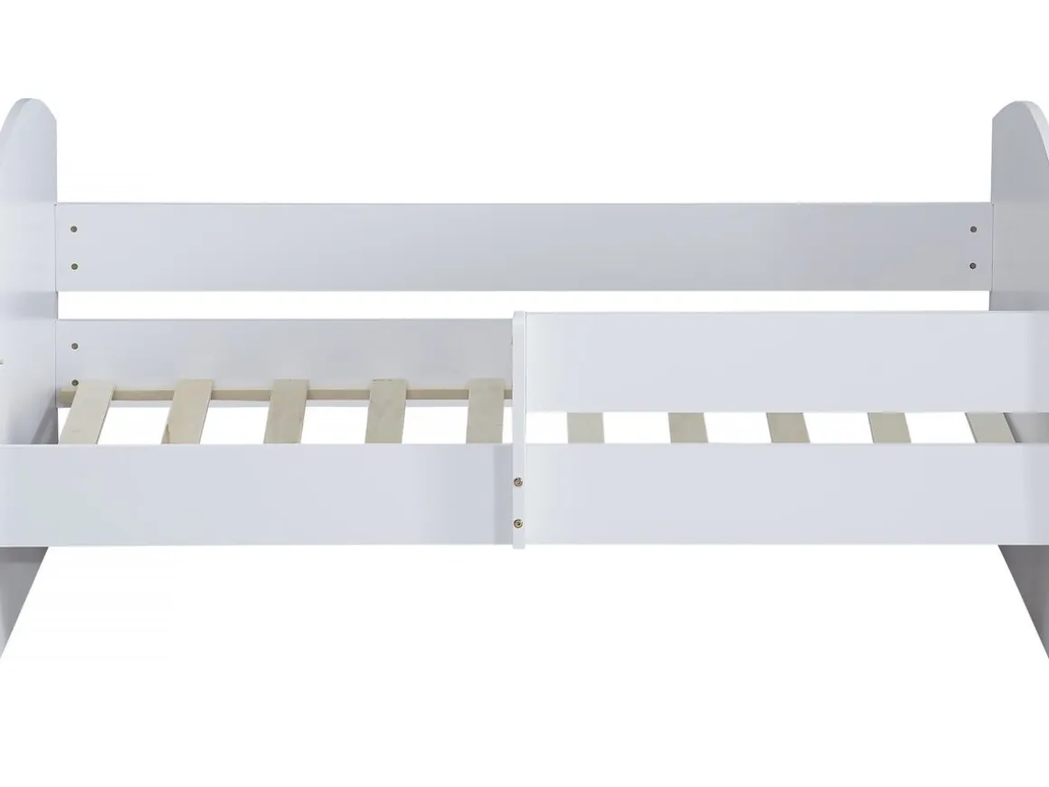 Lit enfant avec barrière "Victoria" - Bois - Blanc - 80 x 160 cm