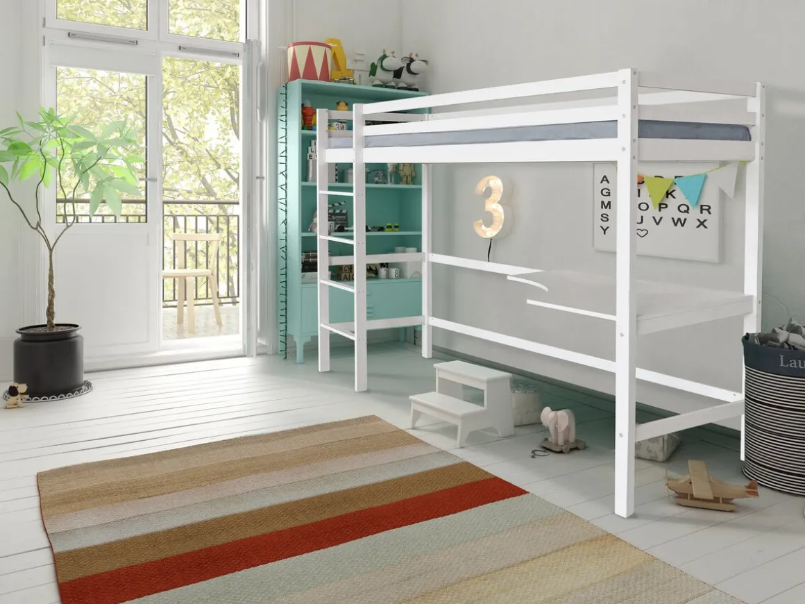 Lit Enfant Mezzanine avec Bureau "Angéla" 90 x 190 cm - Blanc
