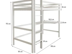 Lit Enfant Mezzanine avec Bureau "Angéla" 90 x 190 cm - Blanc