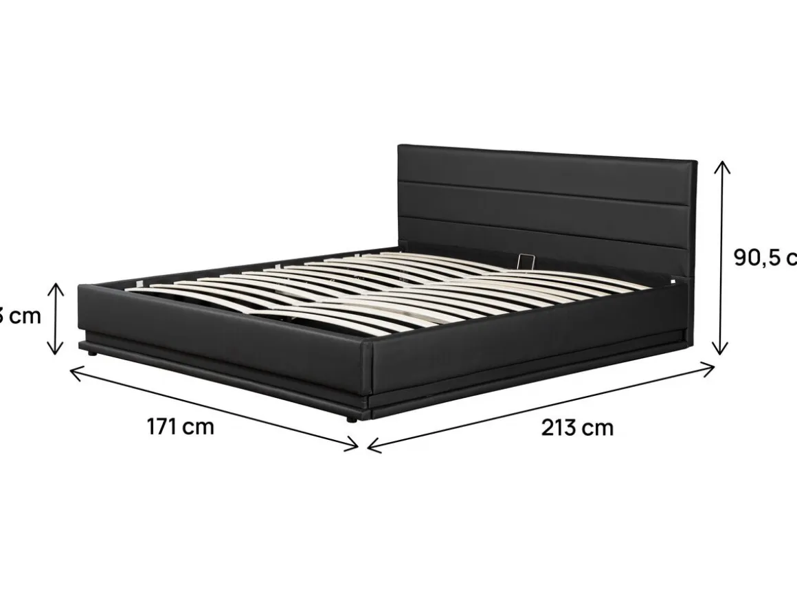 Lit LED avec coffre "Anastasia" - 160 x 200 cm - Noir