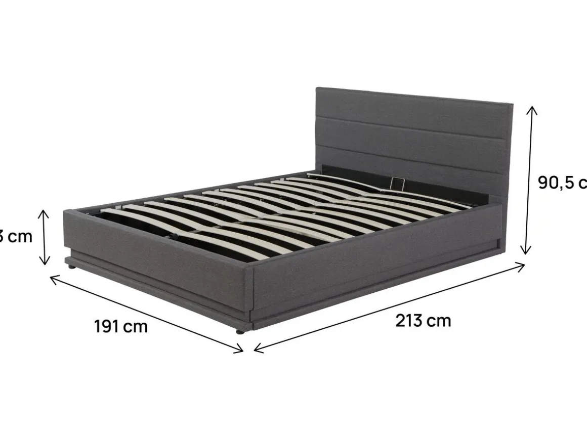 Lit LED avec coffre "Anastasia" - 180 x 200 - Gris foncé