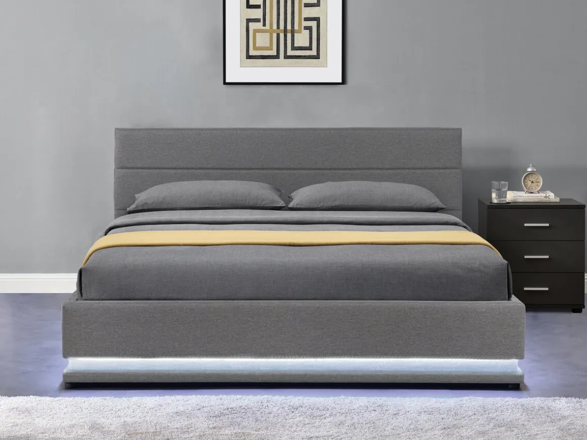 Lit LED avec coffre "Anastasia" - 180 x 200 - Gris foncé