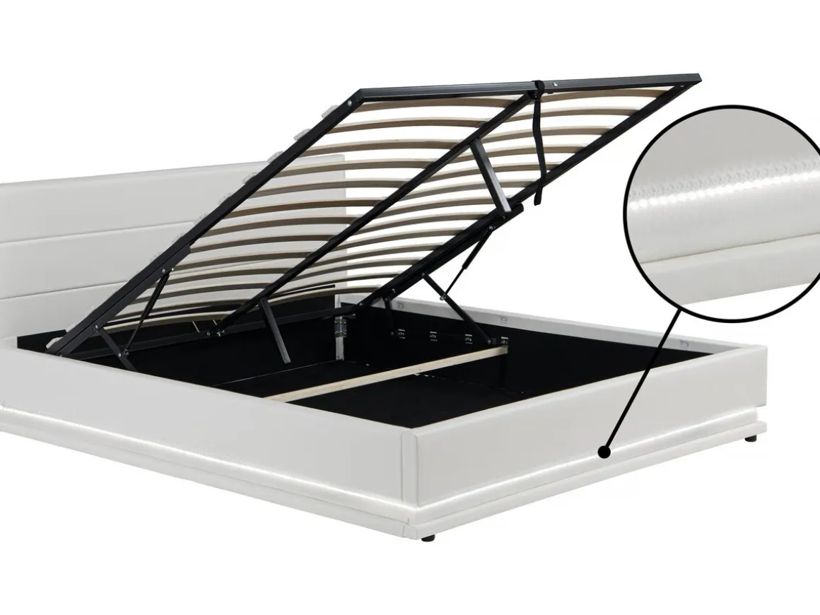 Lit LED avec coffre "Anastasia" - 140 x 190 cm - Blanc
