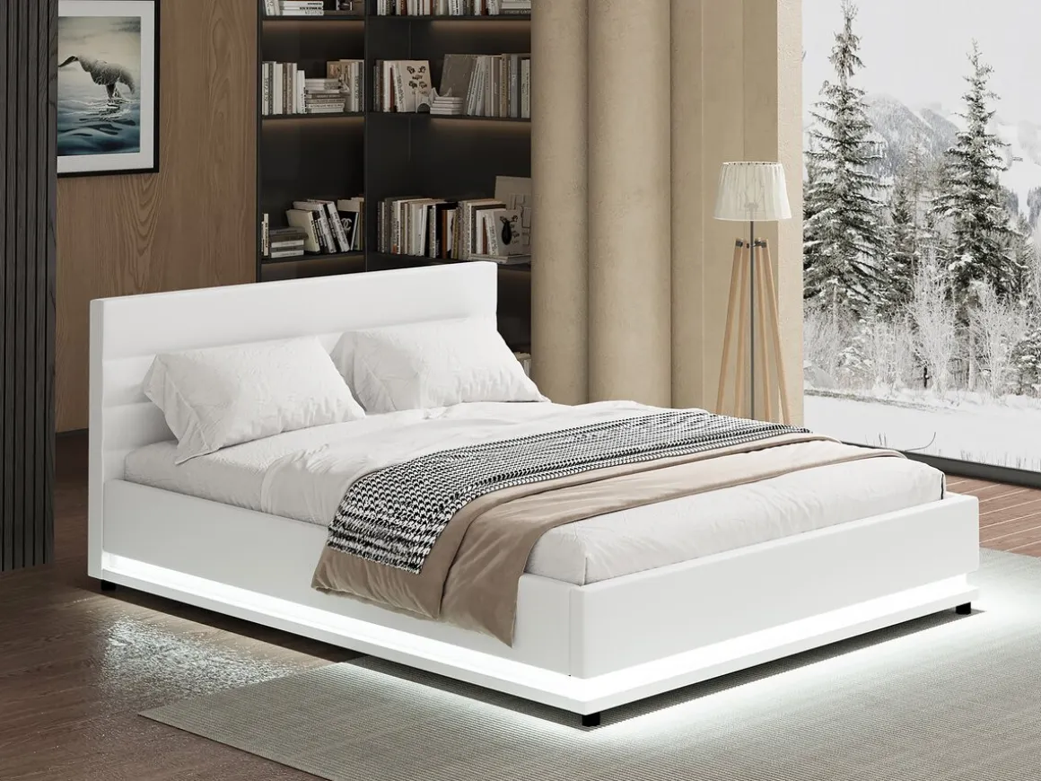 Lit LED avec coffre "Anastasia" - 140 x 190 cm - Blanc