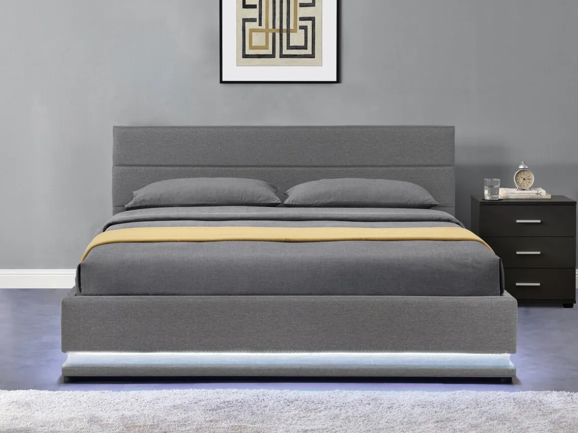 Lit LED avec coffre "Anastasia" - 140 x 190 - Gris foncé