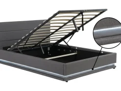 Lit LED avec coffre "Anastasia" - 140 x 190 - Gris foncé