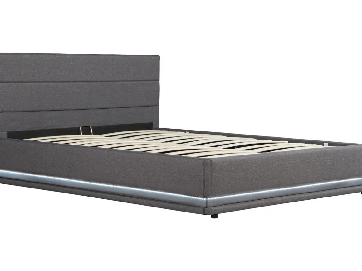 Lit LED avec coffre "Anastasia" - 140 x 190 - Gris foncé